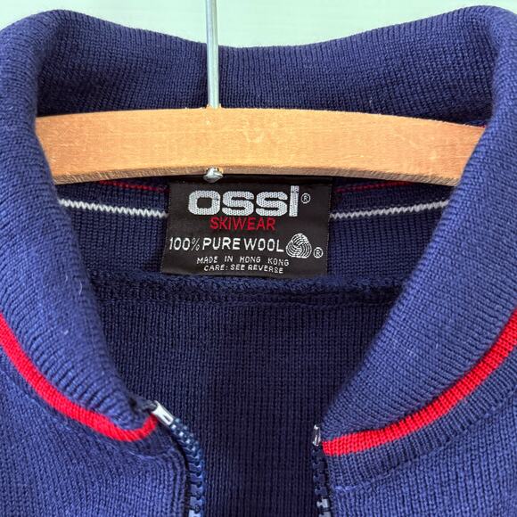 Rare Vtg 80s OSSI Padded Quarter Zip Ski Half Zip‎ Sweater 100% Pure Wool - Picture 4 of 9